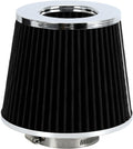 PTNHZ Universal Balck 2.5" 63mm High Flow Cold Air Intake Cone Air Filter Power Intake Air Inlet System Air Cleaner