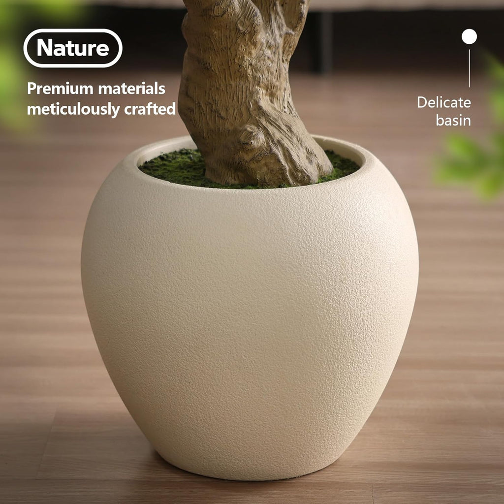 Artificial Olive Tree 6FT Faux Plant Home Decor - Large White Pot with Lifelike Silk Leaves, UV Resistant & No Maintenance - Indoor Outdoor Fake Tree for Modern Office Living Room,VN164