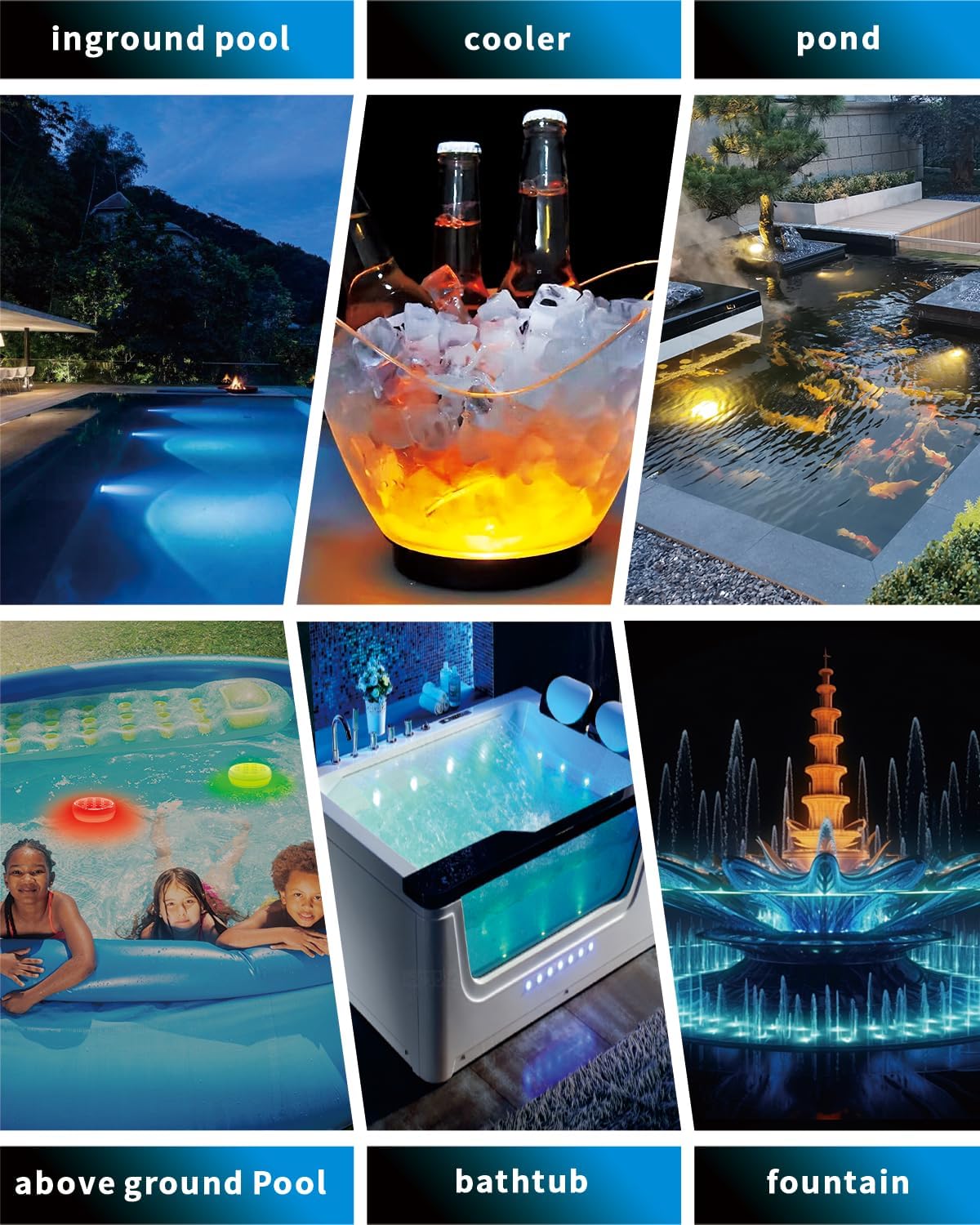 Pool Lights, Rechargeable Submersible LED Lights with Remote, IP68 Waterproof 16 Color Changing Floating Lights, Built-in Magnet Underwater Lights for Fountain, Pond, Aquarium(4 Pack)