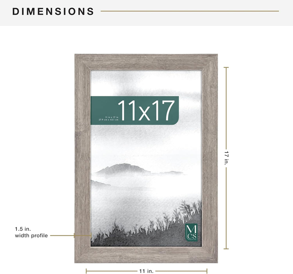 MCS Museum Poster Frame 11x17 Barnwood, Vertical & Horizontal Wall Hanging Large Picture Frame for Photos, Posters & Art Prints (1-Pack)