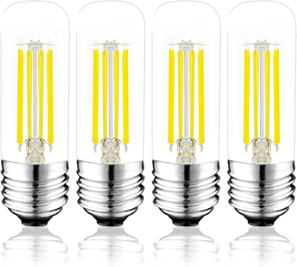 3.2 Inch 5000K Daylight White E26 LED Bulb 60 Watt Equal, AC 120V 600LM Edison Bulbs Dimmable, 6W T10 T30 Filament Light Bulbs Clear Glass for Fan Pendant Wall Light, UL Listed-4 Pack