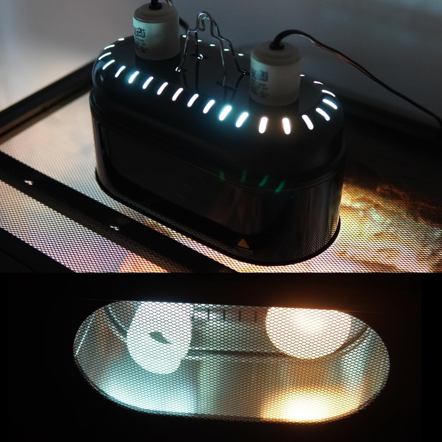 Reptile Light Fixture – Dual Dome with Ceramic Socket – Dual Use for Heat Lamp Emitter & Basking Bulbs & UVB Bulbs – Ideal for Bearded Dragon, Snake, Chameleon, Turtle & Terrarium Tank Accessories