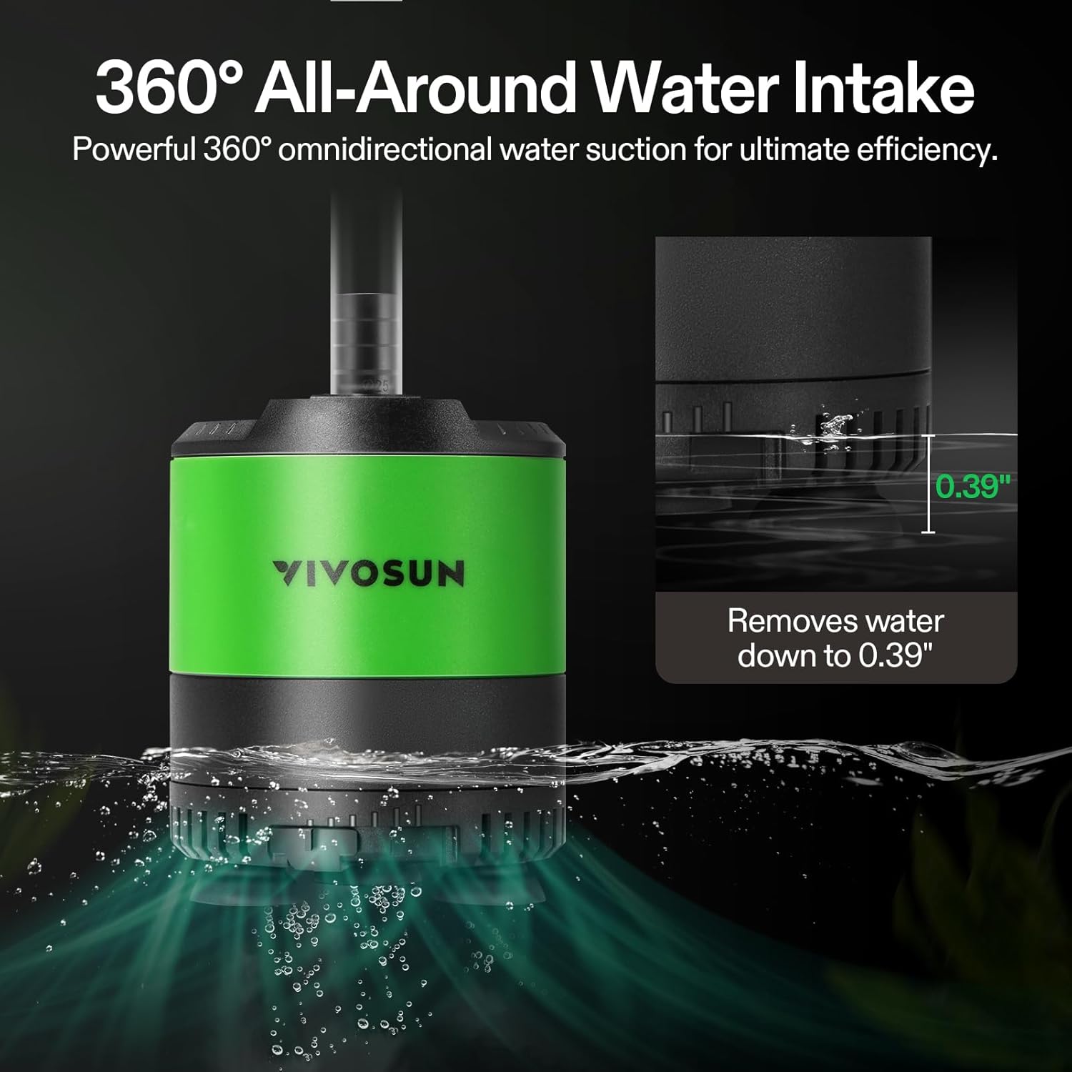 VIVOSUN 660 GPH 35W Submersible Water Pump, with Adjustable Water Flow, 4.9ft Tubing, Additional Ceramic Shaft, and Outlet Adapters, for Fish Tanks, Aquariums, Hydroponics, Fountains