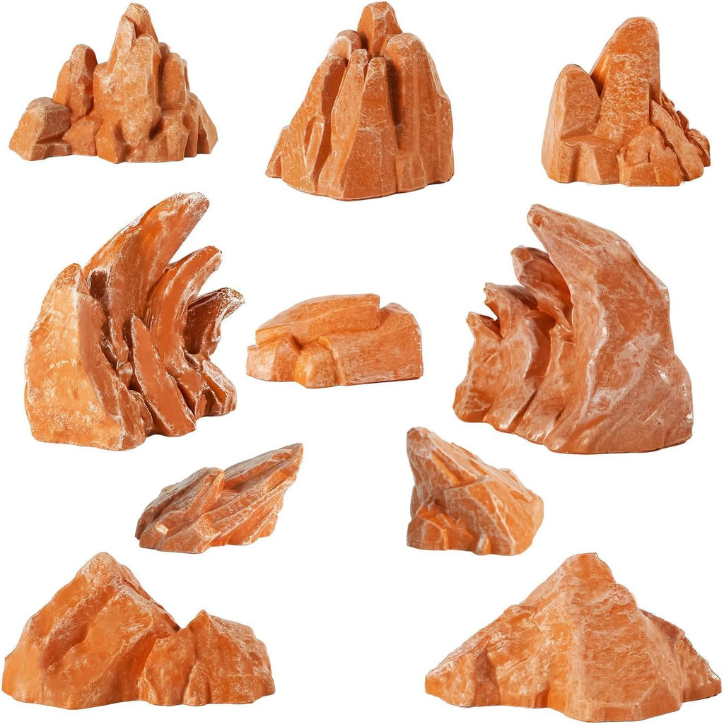 Warmtree 10 Pcs Simulation Rockery Diorama Rocks Stone for Diorama Supplies Miniature Terrain Fairy Garden Zen Garden Accessories Terrarium Decor Tank Aquarium Decoration (Brown)