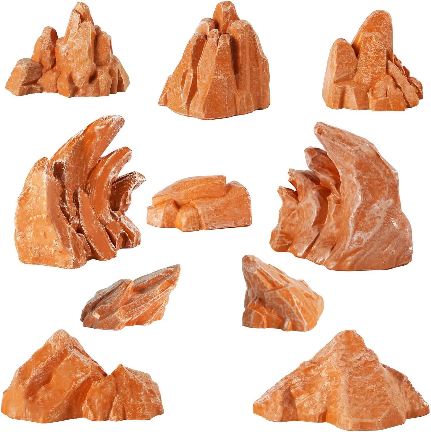 Warmtree 10 Pcs Simulation Rockery Diorama Rocks Stone for Diorama Supplies Miniature Terrain Fairy Garden Zen Garden Accessories Terrarium Decor Tank Aquarium Decoration (Brown)