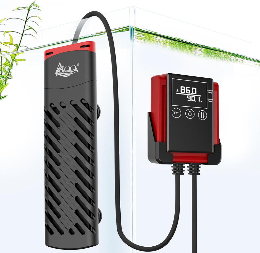 AQQA Aquarium Heater 100W for 8-20 Gal Fish Tank Heater PTC Betta Fish Heater Submersible Turtle Tank Heater with External Digital Controller (100W for 8-20Gal)
