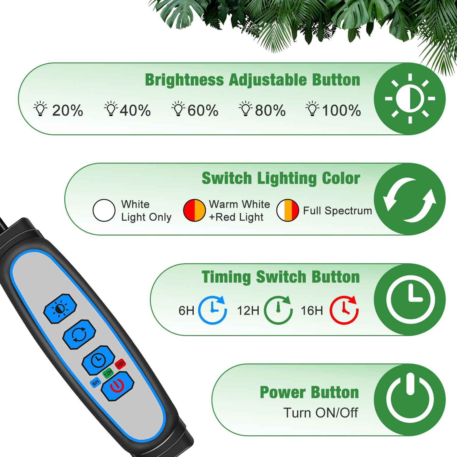 wolezek Grow Lights for Indoor Plants, 6000K 40 LEDs Full Spectrum Plant Grow Lights Indoor, White Grow Lamp with Clip, Auto ON & Off Timer 6/12/16H, 3 Modes, 5-Level Dimmable Brightness