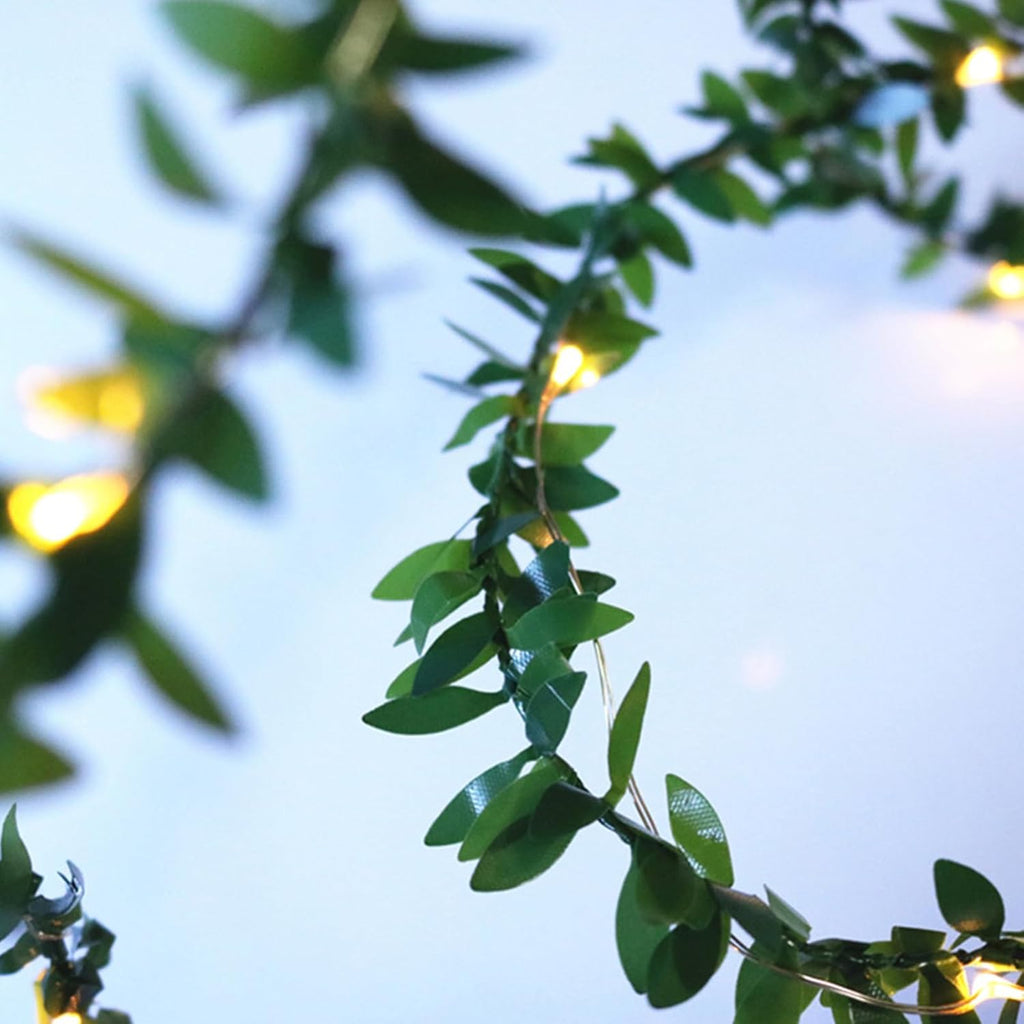 Vine String Lights, Green Leaf String Lights 16FT 50 LED Battery Operated Artificial Garland Plant Vine Fairy Lights for Indoor Outdoor Christmas Decorative Patio Wedding Garden