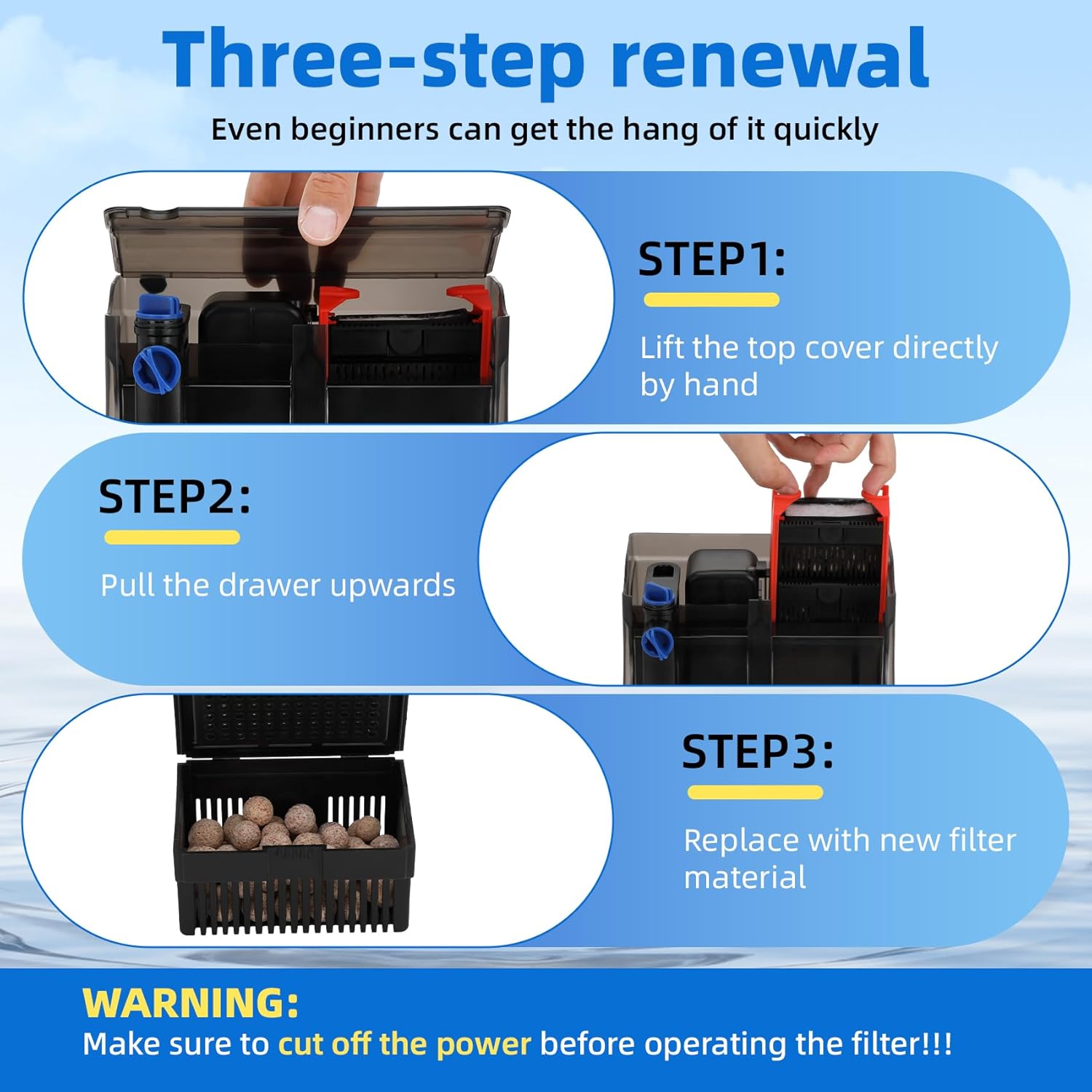 10-30 Gal Wall Mounted Aquarium Filter Multi Layer Filtration System Efficient Wall Hanging Fish Tank Filter for Clear Water and Healthy Aquatic Life Ideal for Freshwater and Saltwater Aquariums