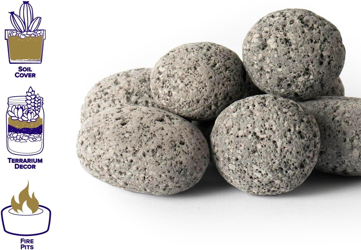SuperMoss (24099) Volcanic Pebbles – Natural Lava Rocks for Fire Pits, Gas Fireplaces, Aquariums, Terrariums, Sauna, Succulent Soil, Landscaping & Décor, 2 Quart Bag, Natural