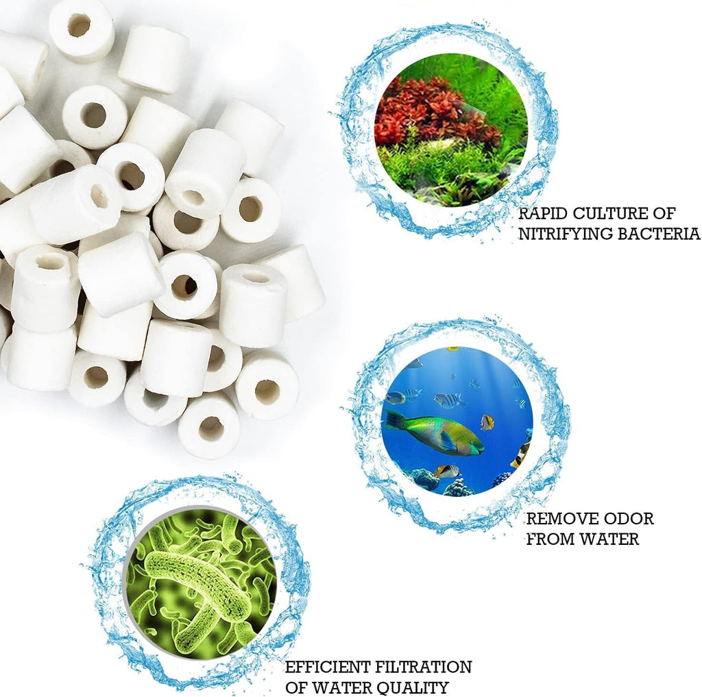Aquarium Ceramic Ring 420g Bio Ceramic Media Ring for Aquarium Filter Replacement Biological Material Remover for Aquarium Fish Tank Pond Filter