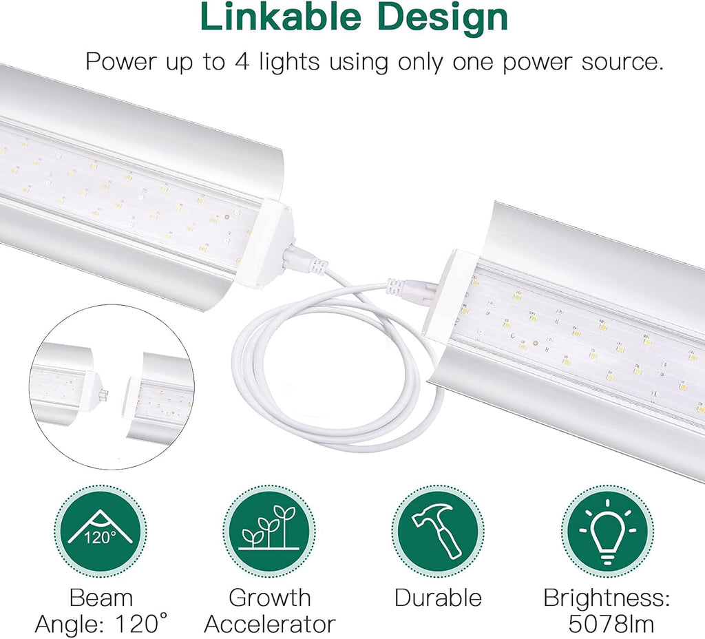 SZHLUX LED Grow Light 2FT Full Spectrum 2 Pack 80W (2×40W, 600W Equivalent) Sunlight Plant Light for Indoor Plants, Super Bright Grow Light Strips, Linkable Growing Light Fixture