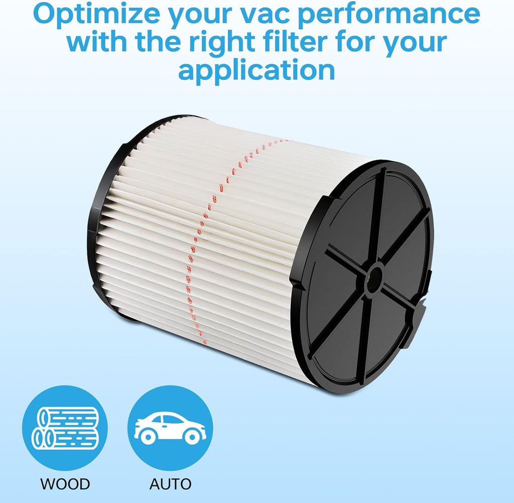 2 Pack Replacement Filter for Craftsman CMXZVBE38754, Red Stripe General Purpose Wet Dry Vac Filter Replacement for 5 to 20 Gallon Shop Vacuums, Replaces # 009-38754
