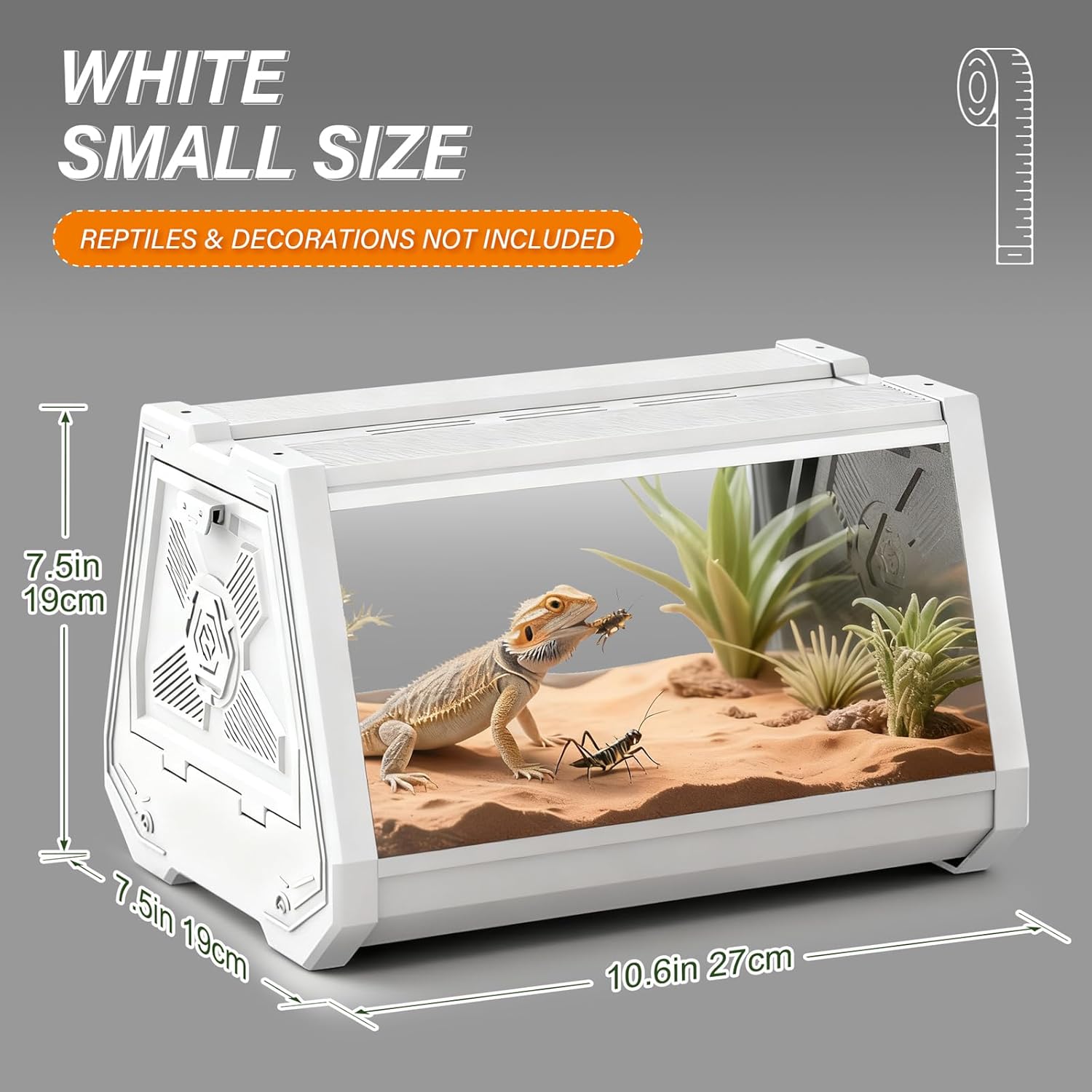 Smart Lighting Reptile Terrarium with Timer & Dual-Mode LED/UVB - Adjustable Brightness All-in-One Habitat, Wide View Escape-Proof Dual Doors for Gecko, Frog, Tarantula, Snake or Insects