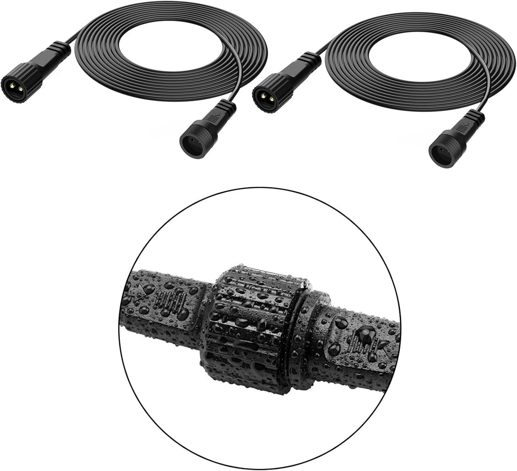 2Pin Extension Cable 10FT, IP68 Waterproof Extension Lead 16AWG Extension Cord for Outdoor Solar String Lights, Indoor String Lights - 2Pack