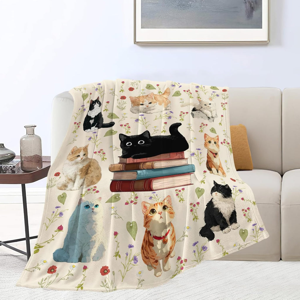 Cat Throw Blanket Black Cat Stuff Gifts for Kids Girls Boys Adults Women Men Soft Cozy Warm Plush Fluffy Fuzzy Fleece Blanket Decor 40''X50''