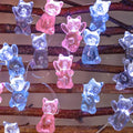 10FT 30LEDs Cat String Lights - Pink Blue Gray Cat Decor - Lovely 3D Cute Cat Design - Battery & USB Powered - Remote Control - Perfect for Pet Lovers Birthday Gift - Ideal Fairy Lights for Indoor