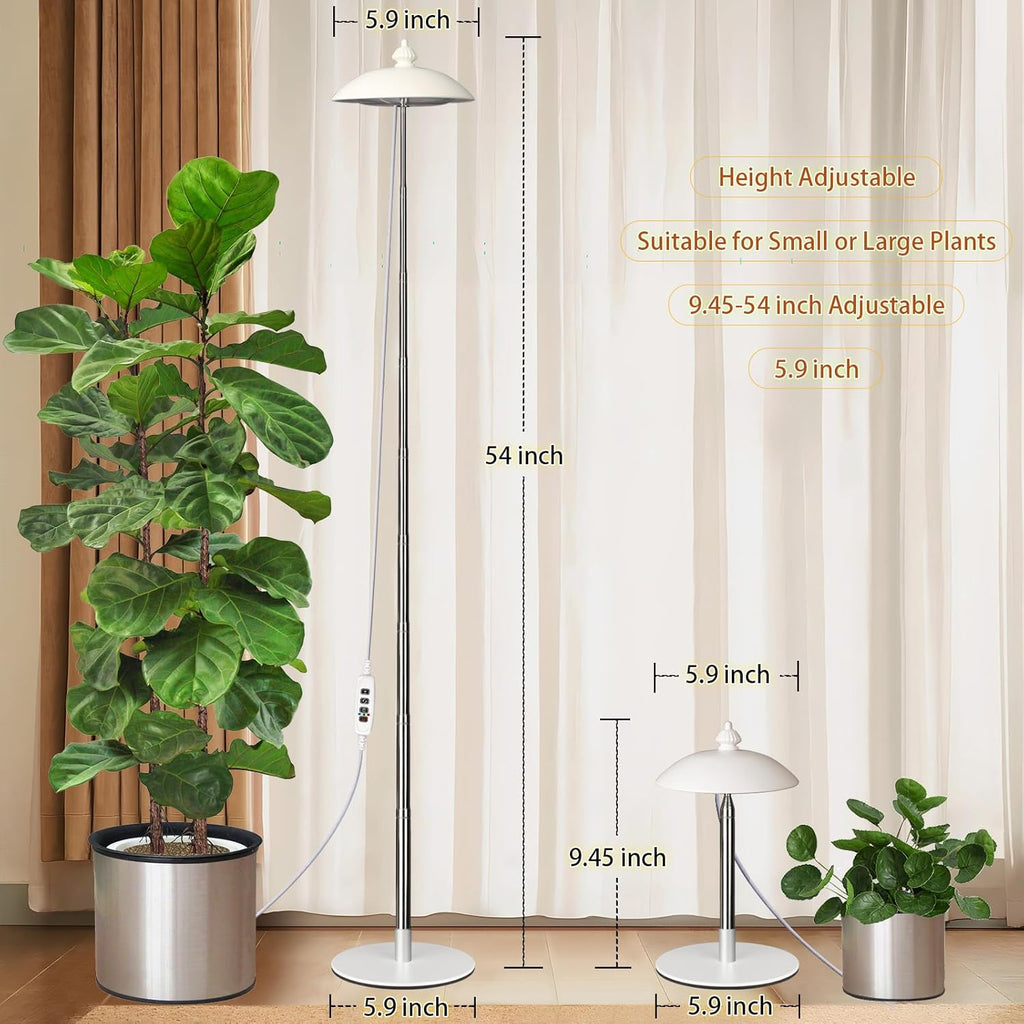 LED Floor Grow Lights for Indoor Plants, Corner Stand Full Spectrum Plant Growing Lamp, 10 Dimmable Levels Auto 3/6/9/12H Timer Grow Light, Height Adjustable for Large Tall Plants