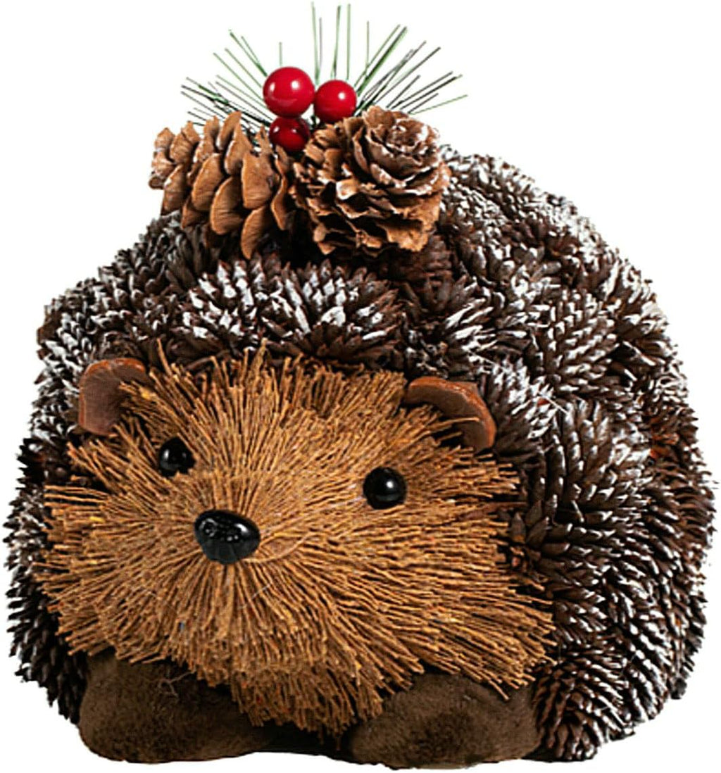 naturevibe 5.3 Inches Hedgehog Figurine for Rustic Christmas Decorations, Woodland Animals with Holiday Accent as Christmas Table Decor or Farmhouse Decor