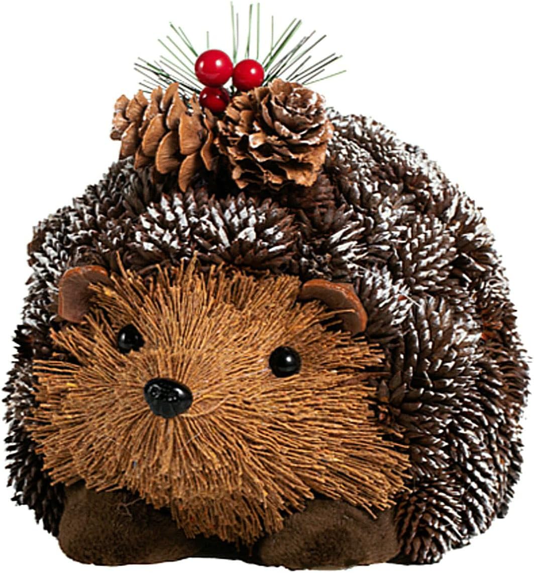 naturevibe 5.3 Inches Hedgehog Figurine for Rustic Christmas Decorations, Woodland Animals with Holiday Accent as Christmas Table Decor or Farmhouse Decor