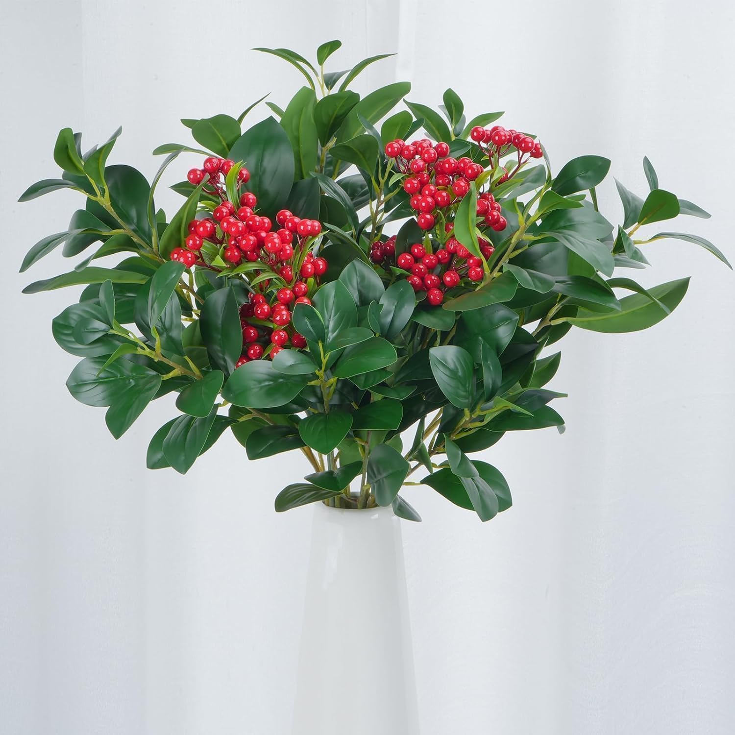 6Pcs Faux Greenery Stems for Vase Artificial Eucalyptus Stems 32.3'' Long Stem Outdoor Eucalyptus Plants Real Touch Greenery Arrangement for Floor Porch Home Decor Wedding Table Centerpiece