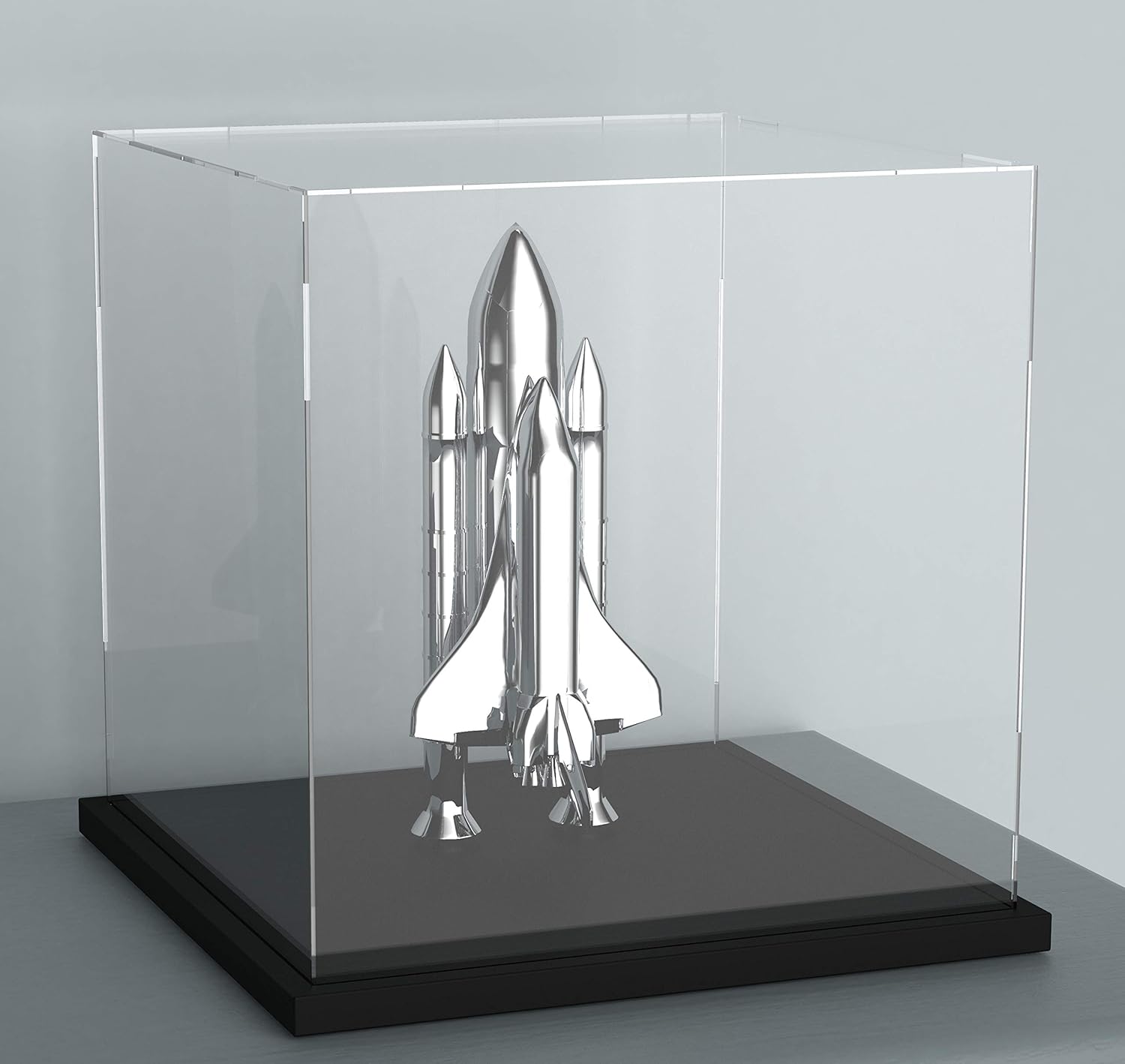 Acrylic Display Case with Lid, 14.5 Inch Acrylic Box with Black Velvet Disaply Stand, Clear Display Case for Collectibles, Action Figures (Outer Size 14.5x11x11 inch)