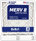 Filter King 8x8x1 Air Filter | 4-PACK | Carbon MERV 8 HVAC Pleated A/C Furnace Filters | MADE IN USA | Actual Size: 8 x 8 x .75"