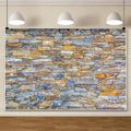 ChloropLastid 12x8ft Brick Wall Backdrop Retro Art Blue Brick Wall Background Rural Style Wall Texture Countryside Photography for Newborn Birthday Baby Shower Party Decorations