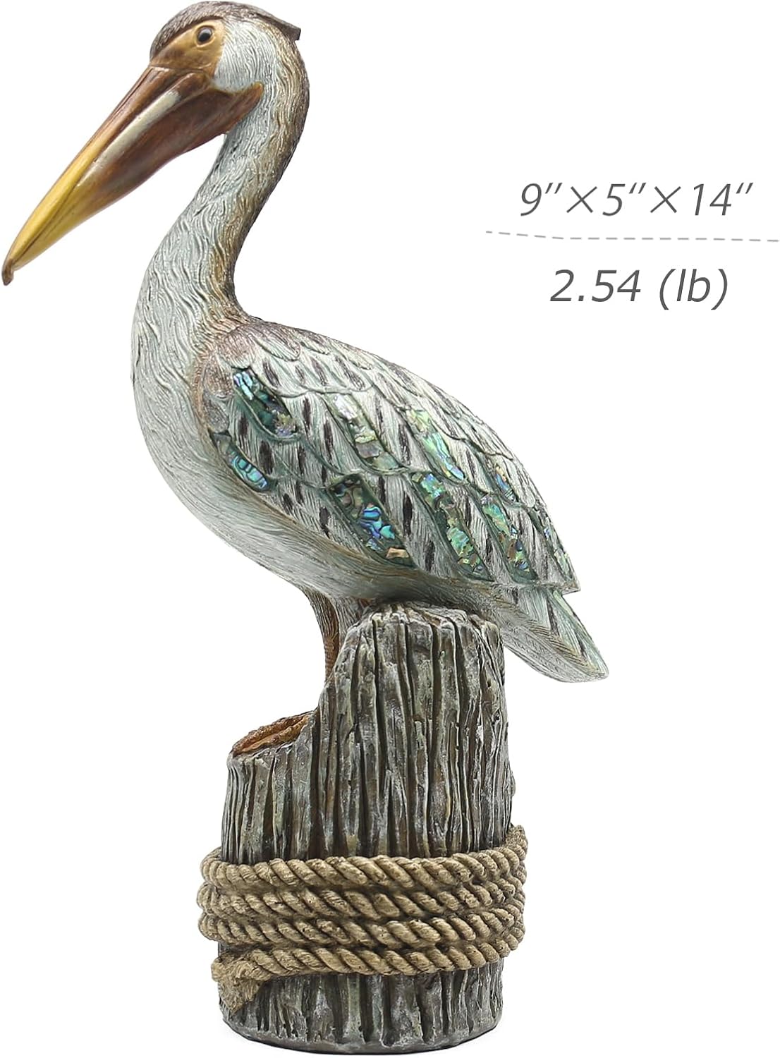 Lukitas Standing Pelican Statue and Sculpture Decor, Coastal Beach Bird Figurine, Creative Decorative Ornament for Home Garden Lawn Outdoor, Resin 14''