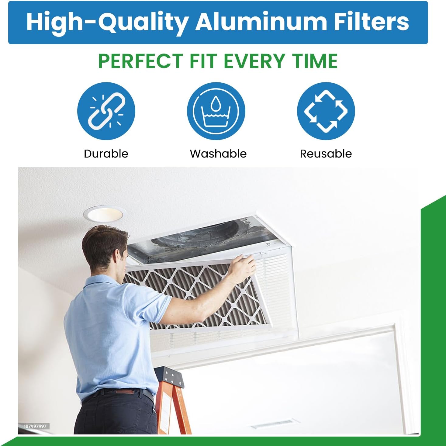 Filter Everything Replacement Aluminum Pre/Post Filter Compatible with Trion CAC1000, 232167-001 – 15-3/4” x 15-3/4” x 3/8” – 2-Pack