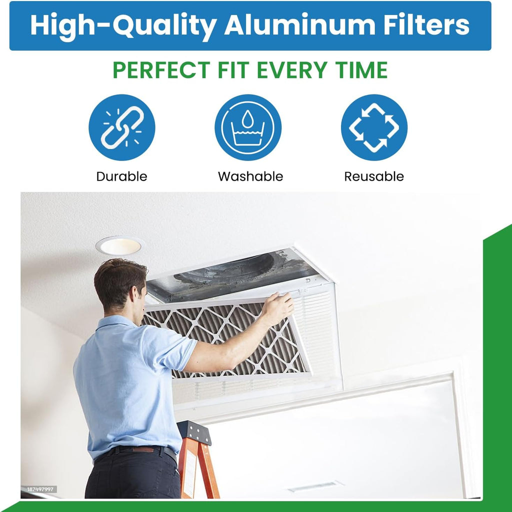 Filter Everything Replacement Aluminum Pre/Post Filter Compatible with Trion 123324-007, HE1400, MAX5-1400, IAQ1400, AirBear – 10-1/2” x 20” x 5/16” – 2-Pack