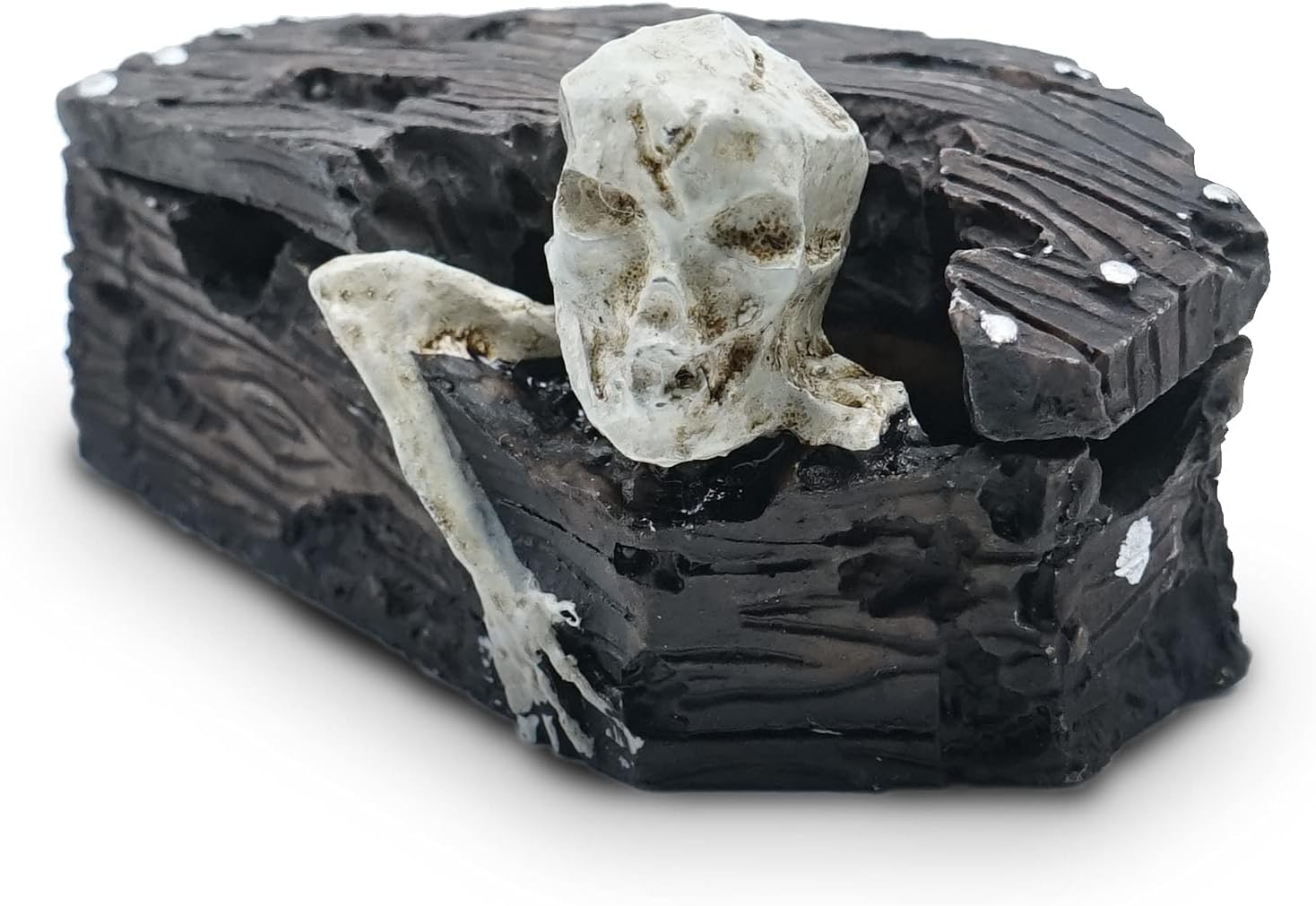 Skull Aquarium Fish Reptile Tank Decoration Resin Cave House Skeleton Small Pet Decorative Landscape Terrarium Ornament Halloween Décor for Snake Lizard Spider Tanks