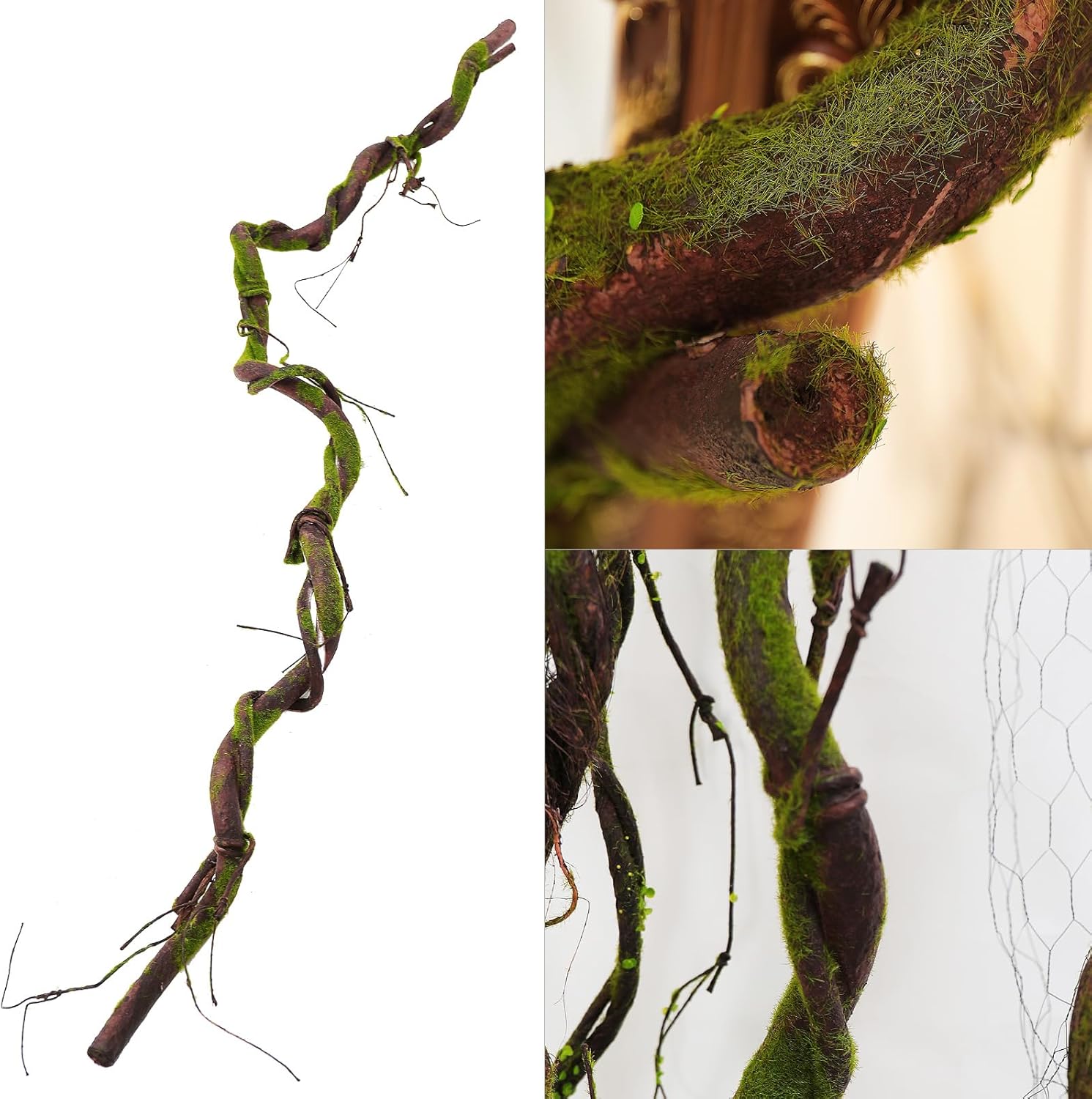 180cm/70.9inch Bendable Realistic Artificial Tree Branches Vines Wall Garden Hanging Plants Fake Rattan Twigs Trunk Cane for Room Wedding Home Habitat Front Door Halloween Wrap Decoration
