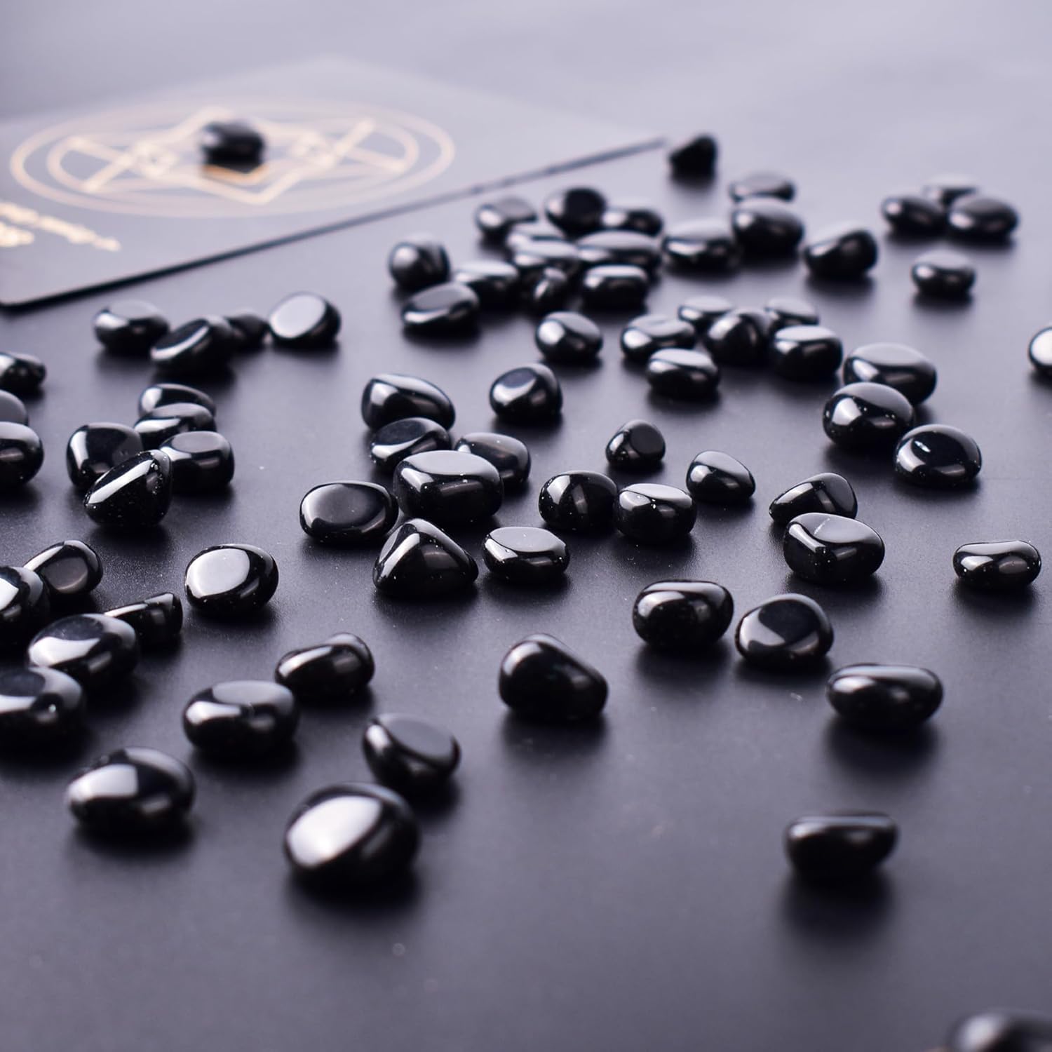 Polished Obsidian Crystal Set, 0.4", 128 Pcs - Handpicked Tumbled Stones and Crystals Bulk for Healing, Reiki, Meditation, Witchcraft and Home Decor, Obsidian - 0.4"- 10 oz