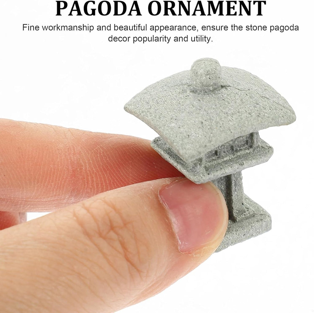 BESPORTBLE Miniature Stone Lantern Pagoda Japanese Style Pagoda Lantern Statue Mini Zen Garden Accessories for Aquarium Patio Micro Landscape Yard Bonsai Decoration 4Pcs
