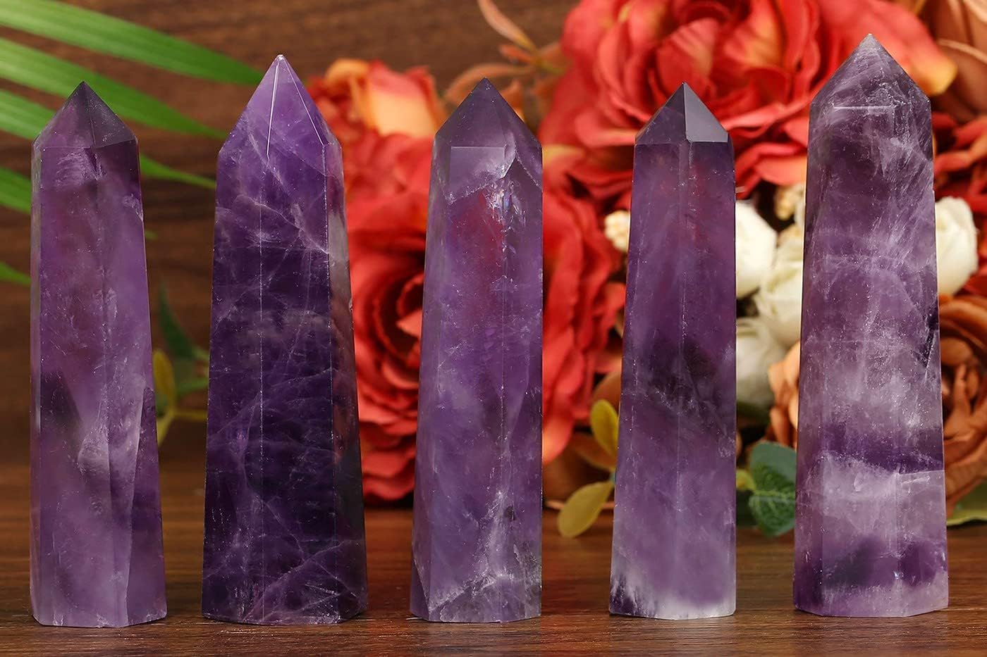 LAIDANLA Amethyst Healing Crystals Wands 3.5-4" Polishing Natural Reiki Energy Wand Stone Hexagonal Point Large Crystal Gemstones for Meditation Therapy Crystal Grid Decoration 1Pcs