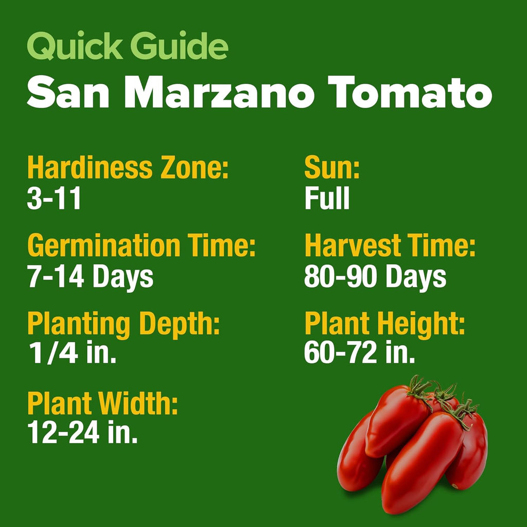 HOME GROWN San Marzano Tomato Seeds – 132 Heirloom, Seeds – High Germination Tomatoes for Indoor & Outdoor Growing – Classic Paste Variety for Gardeners & Home Use