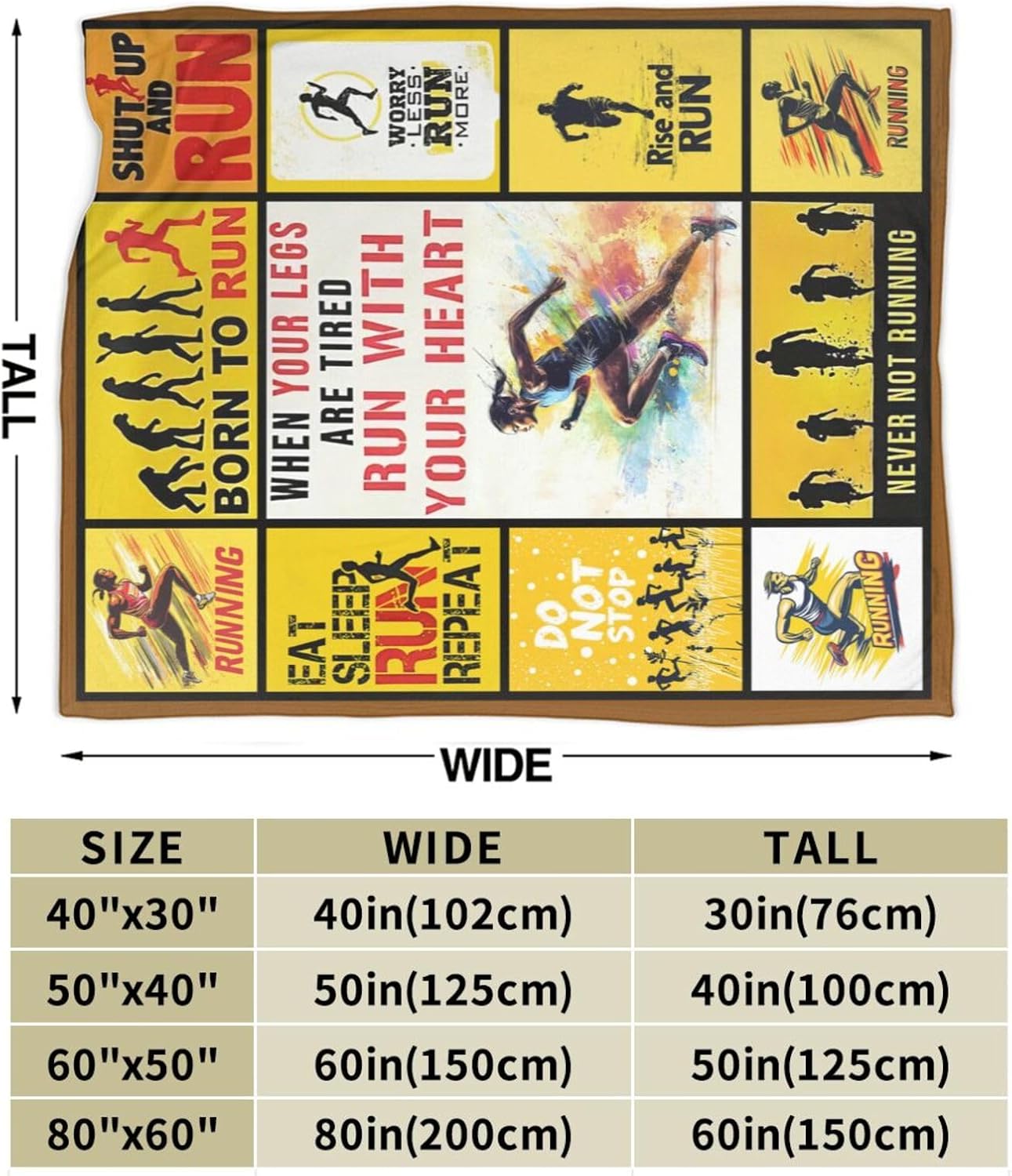 Run Blanket Running Throw Blanket Sports Flannel Stuff Merch Cozy Decor Fleece Plush Fuzzy Warm Soft Lightweight Bedding Gifts for Girls Women Men Boy Couch Sofa 50"X40"