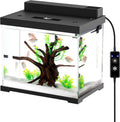 AQQA 2.4 Gallon Glass Aquarium Tank Kit with LED Lights & Quiet Filter –USB Self-Cleaning All-in-One Fish Tank, ABS Cover, 4 Light Modes, Built-in Feeding Hole – Perfect for Betta, Small Fish Black