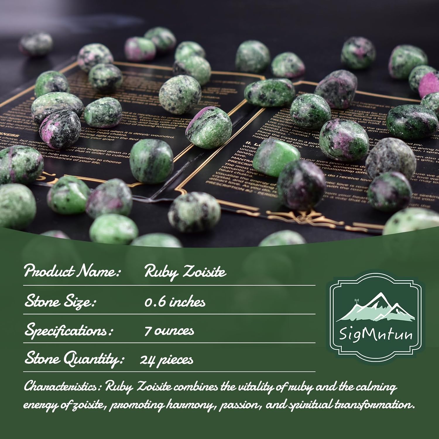 Ruby Zoisite Healing Crystal Stone Set - Natural & Polished Stones for Healing, Meditation, Reiki, Chakra, Crafting & Decoration (0.6 inches)