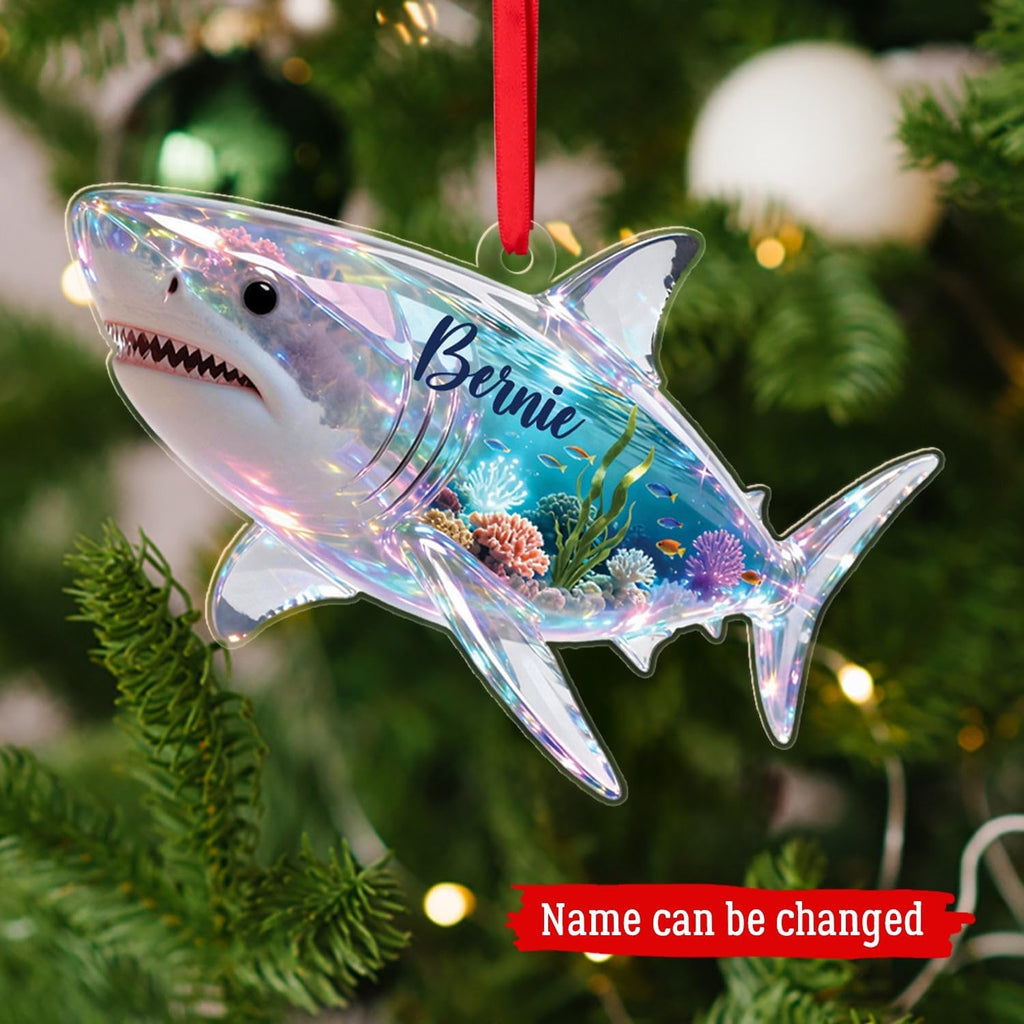 Personalized Shark 2D Flat Shape Ornament, Sharks Sea Animal Ornament, Sharks Hanging Xmas Tree, Gifts for Men Women Kids Friends, Customized Shark Christmas Ornaments 2025, Beach Themed Keepsake