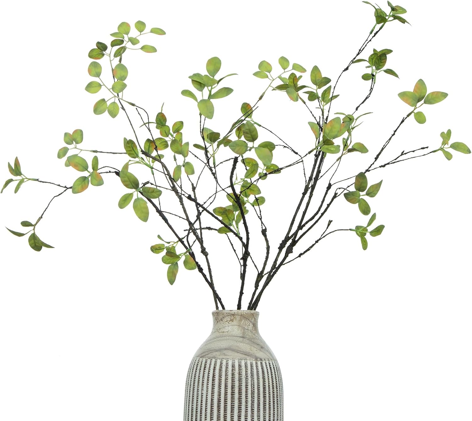 DuHouse 24" 5Pcs Fake Greenery Stems Artificial Ficus Branches Faux Eucalyptus Stems for Home Office Table Vase Filler Decoration(Green)
