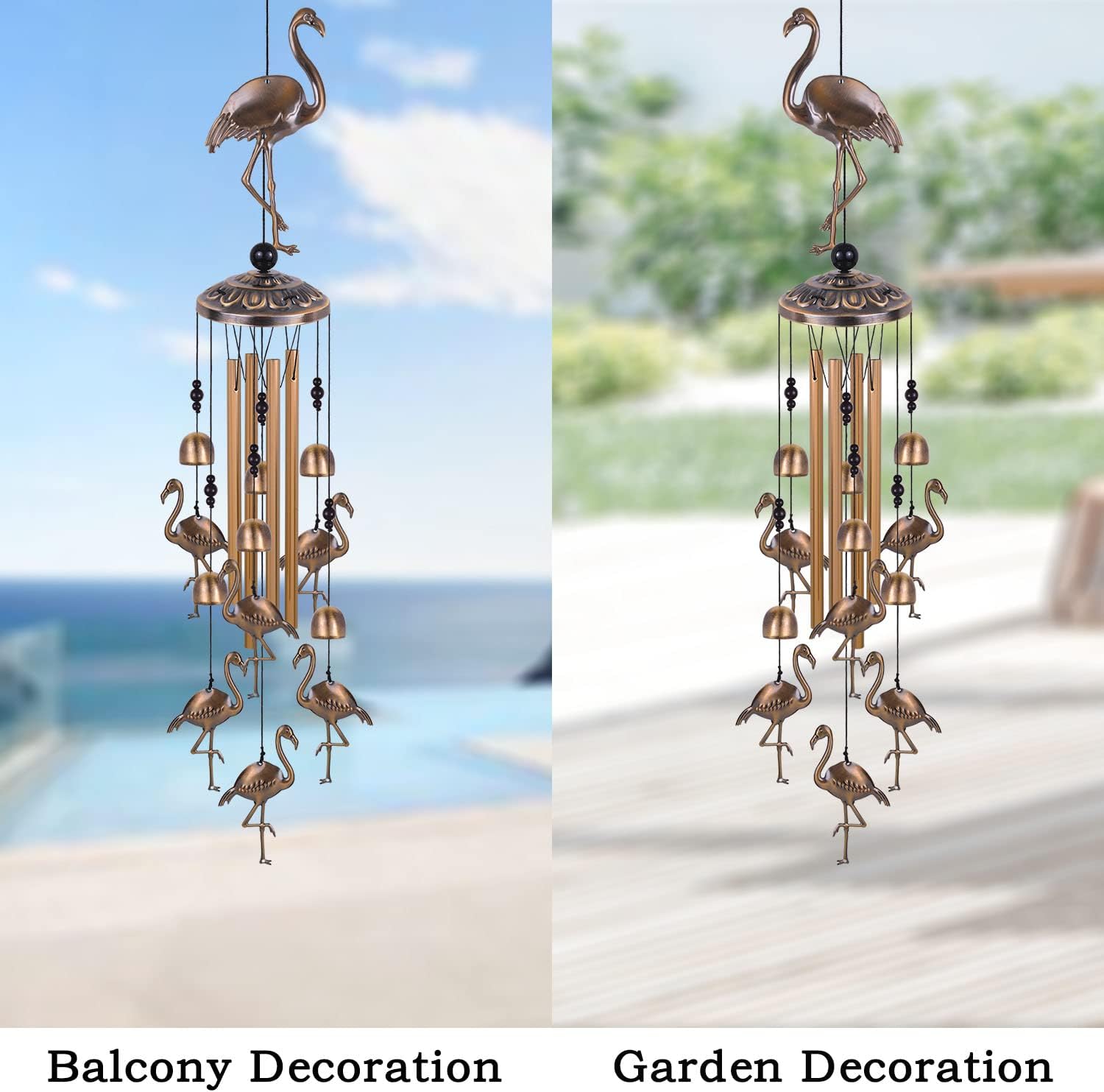 Solawindchime Outdoor Flamingos Wind Chimes, Flamingo Bronze Windchimes, Gift Wind Chime, Flamingo Wind Bell, Gifts for Women, for Home, Garden, Indoor, Outdoor Decoration, Garden Wind Chimes