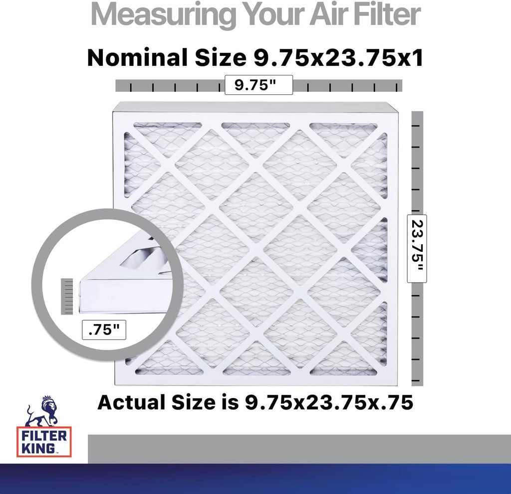 Filter King 9.75x23.75x1 Air Filter | 4-PACK | Carbon MERV 8 HVAC Pleated A/C Furnace Filters | MADE IN USA | Actual Size: 9.75 x 23.75 x .75"