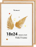 Fun Memories 18x24 Poster Frame, Solid Oak Wood Poster Frames, Modern Photo Frame for Wall 18x24 with 16x20 Mat, High Definition Plexiglass & Wall Hook Included (Beige, 2 Pack)