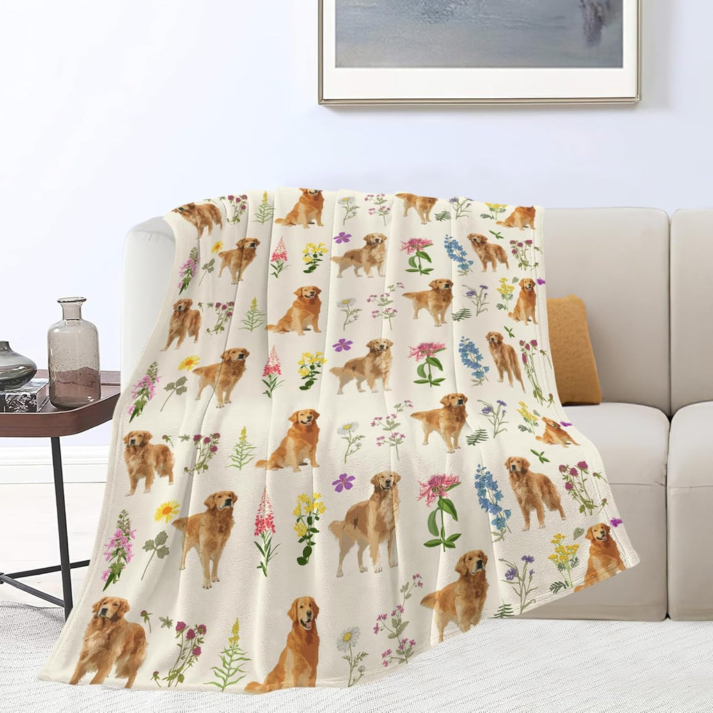 Golden Retriever Throw Blanket Golden Retriever Puppy Stuff Gifts for Dog Lover Kids Girls Boys Adults Women Men Soft Cozy Warm Plush Fluffy Fuzzy Fleece Blanket Decor 50''X60''