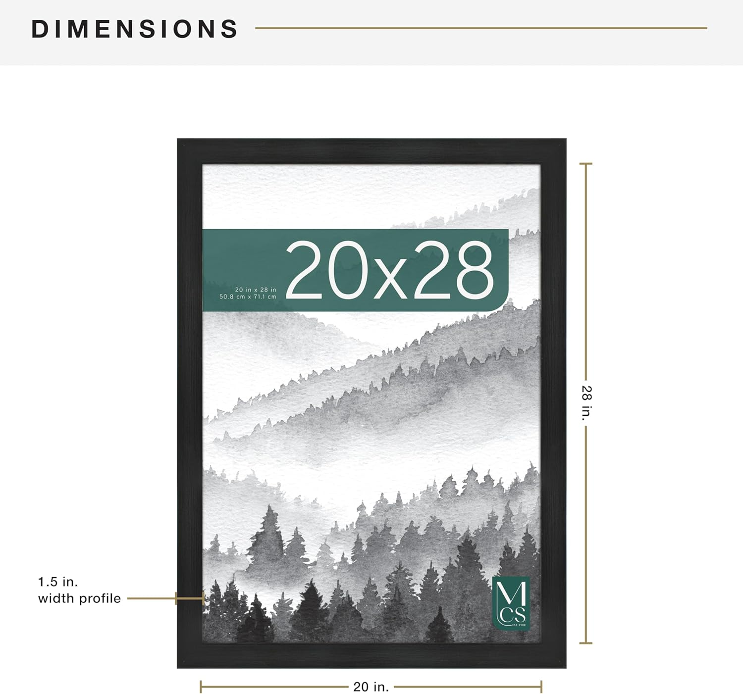 MCS Museum Poster Frame 20x28 Onyx, Vertical & Horizontal Wall Hanging Large Picture Frame for Photos, Posters & Art Prints (1-Pack)