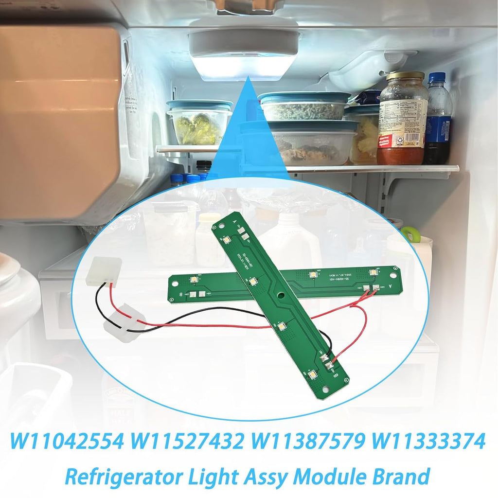 W11042554 W11527432 W11387579 W11333374 Refrigerator Light Assy Module Brand Fits for Whirlpool Maytag Amana Refrigerator LED Light Module Replacement wrx735sdhz02 Light Replacement (PCB Only)