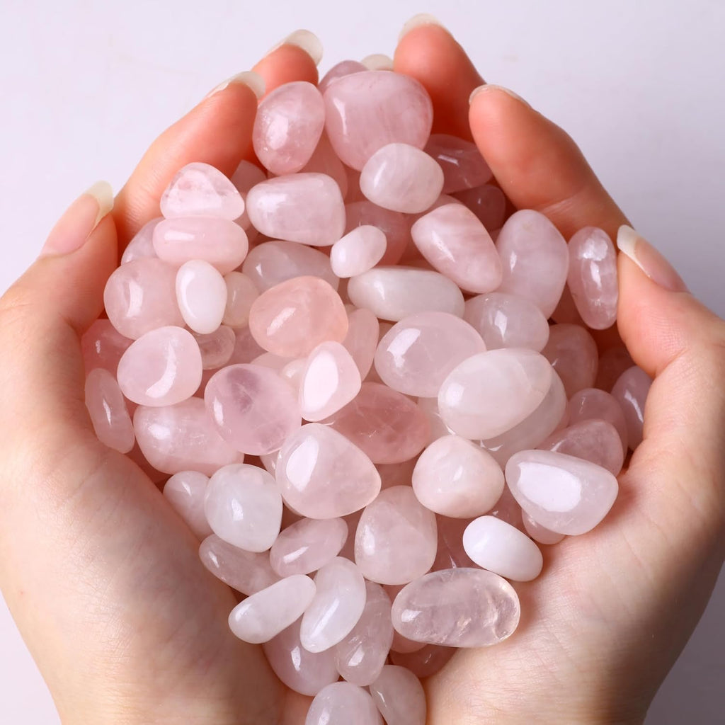Polished Rose Quartz Crystals 0.62lb Natural Gemstones Crystal Bulk Tumbled Polished Stones Irregular Rocks Chakra Colorful Crystal Vase Filler Decoration Energy Reiki Beginner Gifts