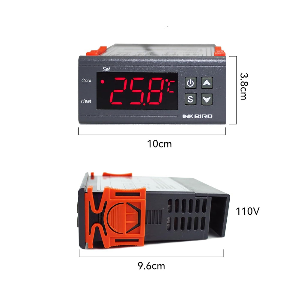 Inkbird All-Purpose Digital Temperature Controller Fahrenheit &Centigrade Thermostat w Sensor 2 Relays (ITC-1000)